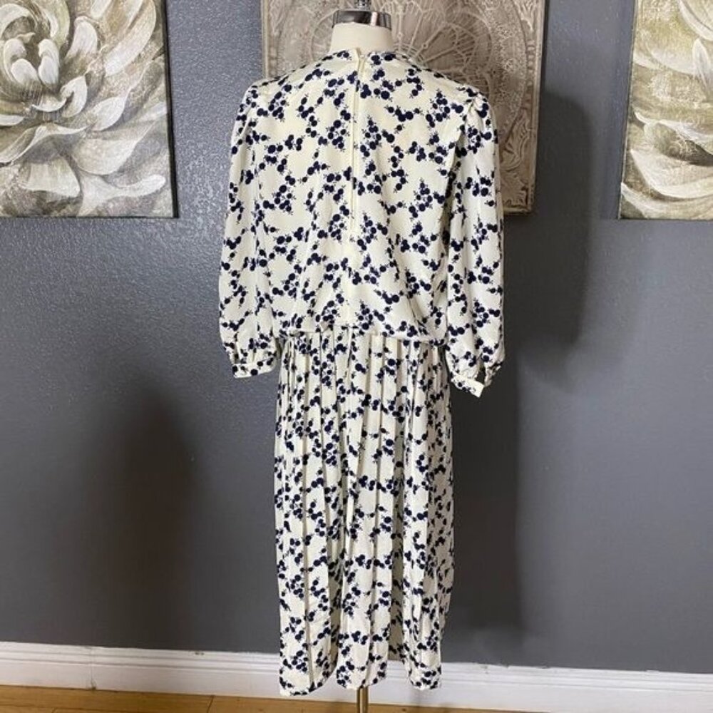 Vintage Leslie Fay Floral long sleeve Boho Plead SIZE 14